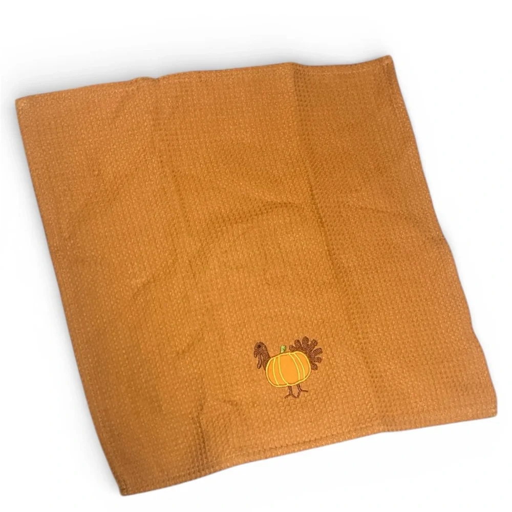 Crate&Barrel Orange and Green Turkey Kitchen Towels